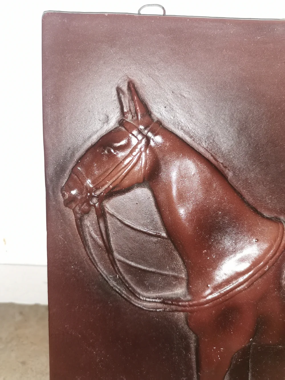 Vintage Embossed Wall Plaque Horse Brown Tone 10